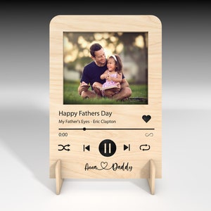Placa de canción personalizada del Día del Padre con soporte, Marco de imagen de placa de música Svg, Regalo del Día del Padre, Regalo para papá, Corte láser 3D para el Día del Padre
