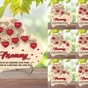 Spersonalizowana mama, drewniany stojak dekoracyjny, warstwowe drzewo Svg, plik do cięcia laserowego dla Glowforge Cricut, prezenty na dzień matki Svg, plik do cięcia dla mamy