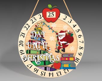 Merry Christmas Countdown Lasercut File Svg,Santa Christmas Calendar Svg,Days Until Christmas Svg,Countdown To Christmas Svg,Glowforge File