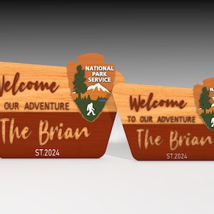 Cartello di benvenuto del National Park Service in formato SVG, regalo per escursionisti del National Park, cartello di benvenuto del NPS in formato SVG, cartello del Forest Service in formato SVG, incisione laser personalizzata