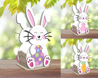 Laser geschnitten Osterhase Ei Halter svg, Glowforge veranstalter Ei Halter Stand svg, Cricut Osterei Halter dxf cnc vektor vorlage, Ostern svg