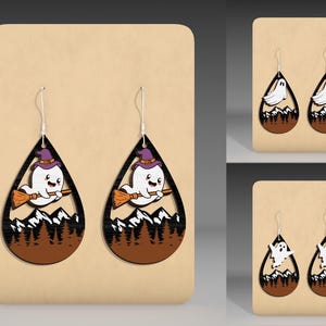 Halloween Earring Wood Cut File Svg,Cute Ghost Halloween Earrings Svg,Ghost Earrings Svg,Halloween Earrings Laser Files , Glowforge Svg File