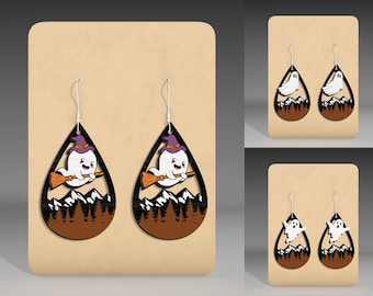 Halloween Earring Wood Cut File Svg,Cute Ghost Halloween Earrings Svg,Ghost Earrings Svg,Halloween Earrings Laser Files , Glowforge Svg File