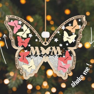 Ornamento a forma di farfalla personalizzata per la festa della mamma in 4D SVG, personalizza il nome dei bambini con il file Lasercur in formato SVG, decorazione per la casa con farfalla in legno per la mamma