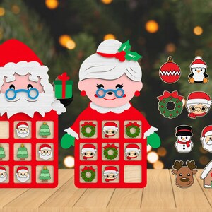 Feliz Natal Papai Noel Jogo da Velha Decoração em Pé Svg, Jogo Engraçado de Natal Arquivo de Corte a Laser Svg, Personagem de Madeira para Decoração de Casa Svg