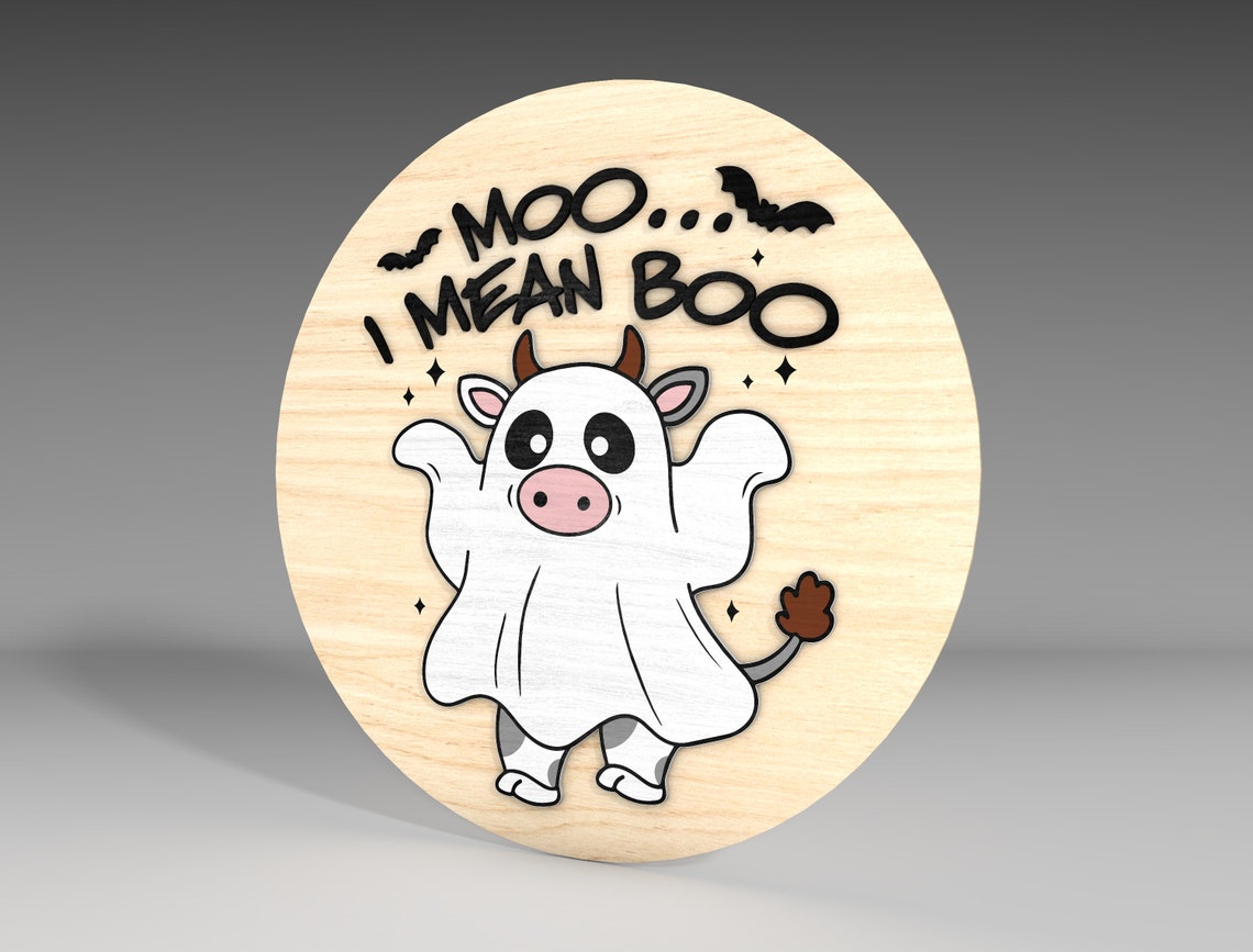 Moo.... I Mean Boo Door Sign Svg ,welcome Halloween Laser Cut, Cow ...
