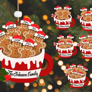 Nome famiglia natalizio personalizzato SVG, file lasercut SVG, famiglia di pan di zenzero SVG, nome famiglia natalizio personalizzato SVG, ornamento natalizio SVG