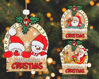 Merry Christmas Countdown Lasercut File Svg ,Days Until Christmas Svg,Funny Christmas Calendar Svg,Countdown To Christmas,Glowforge Svg File