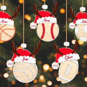 2024 Sport Weihnachtsverzierung svg, personalisierter Name Sportspieler svg, besonders anfertigen Namen svg, frohe Weihnachten Sport Spiel-Aufhänger svg, Lasercut