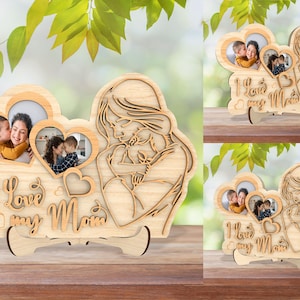 Happy Mother&#39;s Day Photo Frame SVG,  Mom Picture Frame Laser Cut Files, Best Mama Gift, I love My Mom, Heart Frame Digital for Glowforge