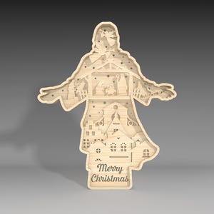 3D Jésus debout fichier Svg découpé au laser, crèche Svg debout, christianisme Svg découpé au laser, Noël nativité Svg, Jésus Svg, décoration d'intérieur