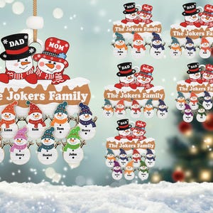 Ornamenti natalizi personalizzati per la famiglia File lasercut Svg, Ornamento natalizio pupazzo di neve Svg, Natale in famiglia Svg, Decorazioni natalizie, File Glowforge