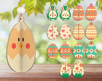 Easter Eggs Wood Sign Ornament Cut File Svg ,Easter Egg Tags Svg,Shelf Sitter Svg , Easter Ornament Svg, Easter Decor,Glowforge Cut File