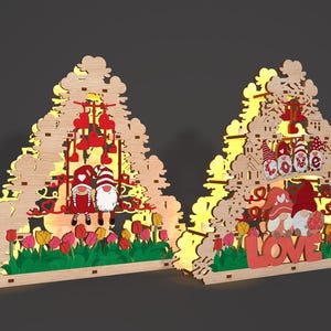 Stehender Valentine Laternen Kerzenhalter SVG, Gnom Liebe SVG, Valentinstag Kerzenhalter Lasercut Dateien, Teelichthalter SVG, Valentinstag Geschenke, Valentinstag Geschenk