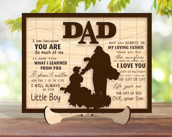 Fathers Day Sign SVG, Gift for Dad, Fathers Day Gifts svg, Glowforge svg files, Laser cut files,Dad And Baby Line Art Stand Decor SVG