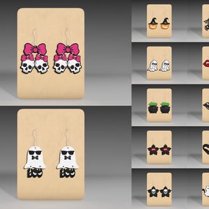 Halloween Earring Wood Cut File Svg Bundle, Halloween Earrings Svg,Ghost Svg,Earrings Laser Files ,Halloween Jewelry Svg,Glowforge Svg File