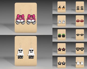 Halloween Earring Wood Cut File Svg Bundle, Halloween Earrings Svg,Ghost Svg,Earrings Laser Files ,Halloween Jewelry Svg,Glowforge Svg File