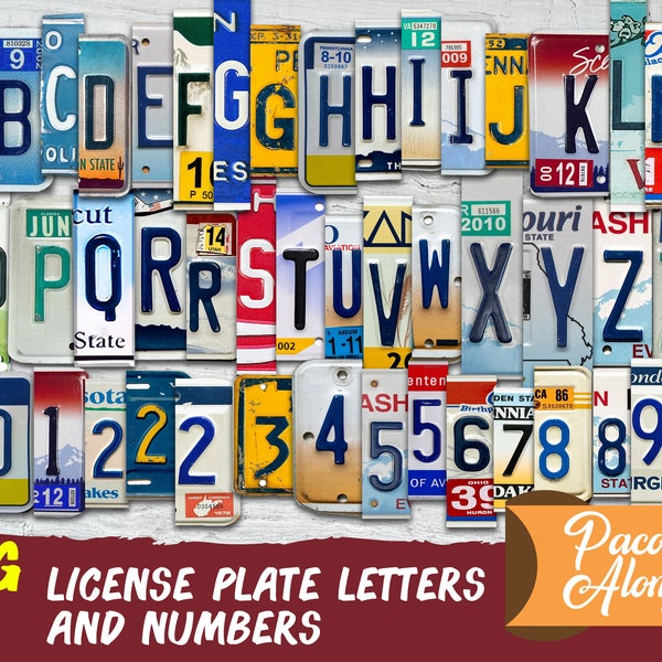 Bundle License Plate Letters And Numbers Png,License Plate Alphabet ,Clipart Alphabet,Numbers Clipart,Font License Plates,Digital Download