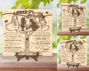 Fathers Day Sign SVG, Gift for Dad, Fathers Day Gifts svg, Glowforge svg files, Laser cut files,Dad And Baby Line Art Stand Decor , dear dad