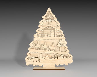 Nativity Christmas Tree Standing Lasercut File Svg,Standing Nativity Scene Svg,Christianity Lasercut Svg ,Christmas Nativity Svg, Home Decor