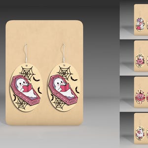 Ghost Halloween Earring Wood Laser Cut File Svg ,Cute Ghost Earrings Svg,Halloween Earrings Svg ,Ghost Earring Dangle Svg,Glowforge Svg File