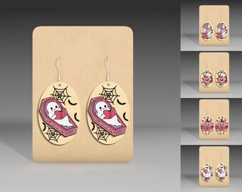 Ghost Halloween Earring Wood Laser Cut File Svg ,Cute Ghost Earrings Svg,Halloween Earrings Svg ,Ghost Earring Dangle Svg,Glowforge Svg File