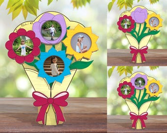 Mother's Day Floral Magnet Photo Frame ,Mother’s Day Photo Frame Svg, Mother Day Svg, Photo Gift For Mom, Gift for Mama Svg,Laser Ready File
