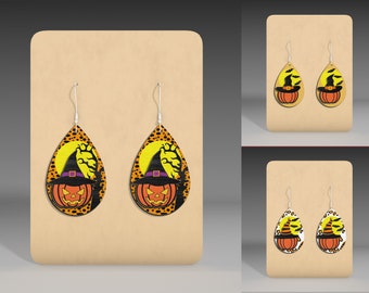 Halloween Earrings Wood Laser Cut Svg ,Pumpkin  Earrings File, Witch Halloween Earring Files ,Halloween Earring Dangle , Glowforge Svg File
