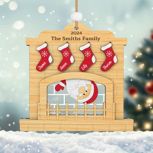 Ornamenti di famiglia personalizzati tagliati al laser in formato SVG, ornamenti di calzini di Natale in formato SVG, Babbo Natale, decorazioni natalizie, regalo di famiglia, file digitale Glowforge