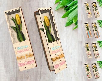 3D Wooden flower boxes bundle, flower holder laser cut, teacher day gift, wooden flower storage svg, thank you gift, box for flowers