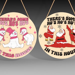 Frohe Weihnachten Türschild Lasercut-Datei-Svg, Weihnachtsmann-Weihnachtstür-Hänge-Svg, Schneemann-Weihnachtsholzschild, Weihnachtsdekor, Glowforge-Svg-Datei