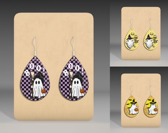 Halloween Earrings Svg ,Cute Ghost Earrings Svg, Halloween Earring Wood Laser Cut Svg,Halloween Laser Files ,Glowforge Svg File