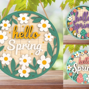 Easter day Door Sign Lasercut File Svg, Daisy Welcome Door Hanger Svg, Spring Welcome Signs, Welcome Sign Svg, Glowforge Svg File