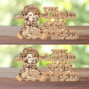 Multicamadas O Senhor é meu Pastor Dia da Páscoa em pé Svg, Decoração de Páscoa Ressuscitada LaserCut Svg, Jesus Svg, Cruz Svg, Pastor Svg, Arquivo Glowforge