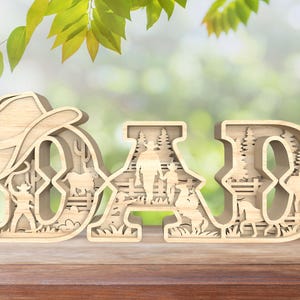 Día del padre, vaquero occidental de varias capas para papá, estante para cartas para papá, regalo del día del padre para papá, regalo para papá de pie, archivo cortado con láser Svg