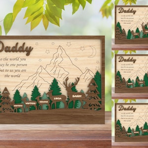 Personalisierte Hirschfamilie Laser geschnitten Datei, Familie Hirsch gerahmt Bauen Sie Ihren eigenen digitalen Download Glowforge Laser SVG, Geschenk für Vater, Hirschfamilie