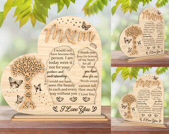 Letrero de mesa para el Día de la Madre SVG, soporte para flores y corazón SVG, regalo para mamá, regalos para el Día de la Madre SVG, te amo mamá, archivos cortados con láser Glowforge