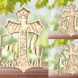 Archivo de corte láser Svg de Jesús de pie para el día de Pascua en capas, Svg de Jesús y la cruz, Svg de Él ha resucitado, Svg de Jesús, Svg de cristianismo, Decoración de Pascua