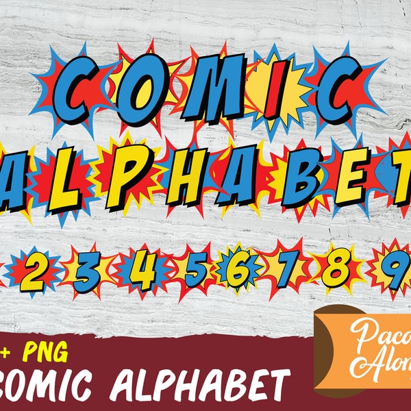 Comic Font Svg,Superhero Clipart Comic Alphabet, Book Clip Art Comic Text Speech Bubbles ,Boom, Zap, Bang, Bam, Crash, Pow Sounds Sayings