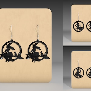 Halloween Witch Earring Svg ,Halloween Earring Files ,Witch Broom Earrings Svg ,Halloween Laser Cut Wooden Jewelry,Laser Earrings Files
