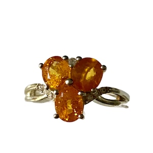 Mandarin Garnet & White Zircon Ring