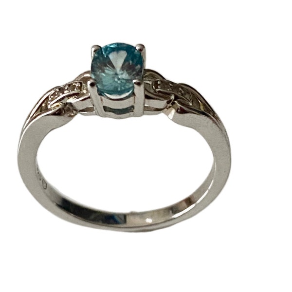 Ratanakiri Blue Zircon & White Topaz Sterling Silver Ring