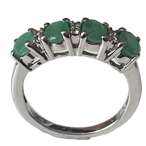 Minas Gerais Emerald & White Zircon Sterling Silver Ring