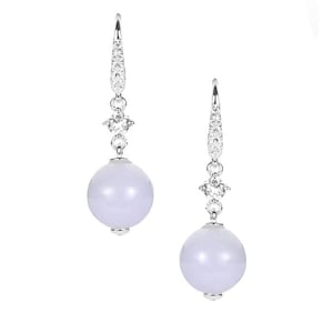 Dove Blue Type A Jadeite and White Topaz Earrings