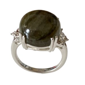 Labradorite & White Zircon Sterling Silver Ring