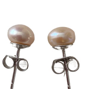 7 mm perzik Kaori parel oorbellen
