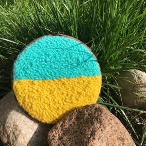 Ukraine art flag of Ukraine art Punch needle wall hanging Embroidery wall art Modern art Fiber art Home decor 8.2*8.2 in by warmARTheart