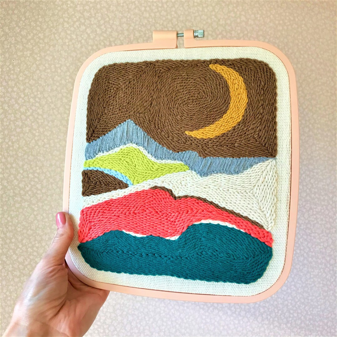 Abstract Mountains Art Punch Needle Wall Hanging Embroidery Wall Art ...