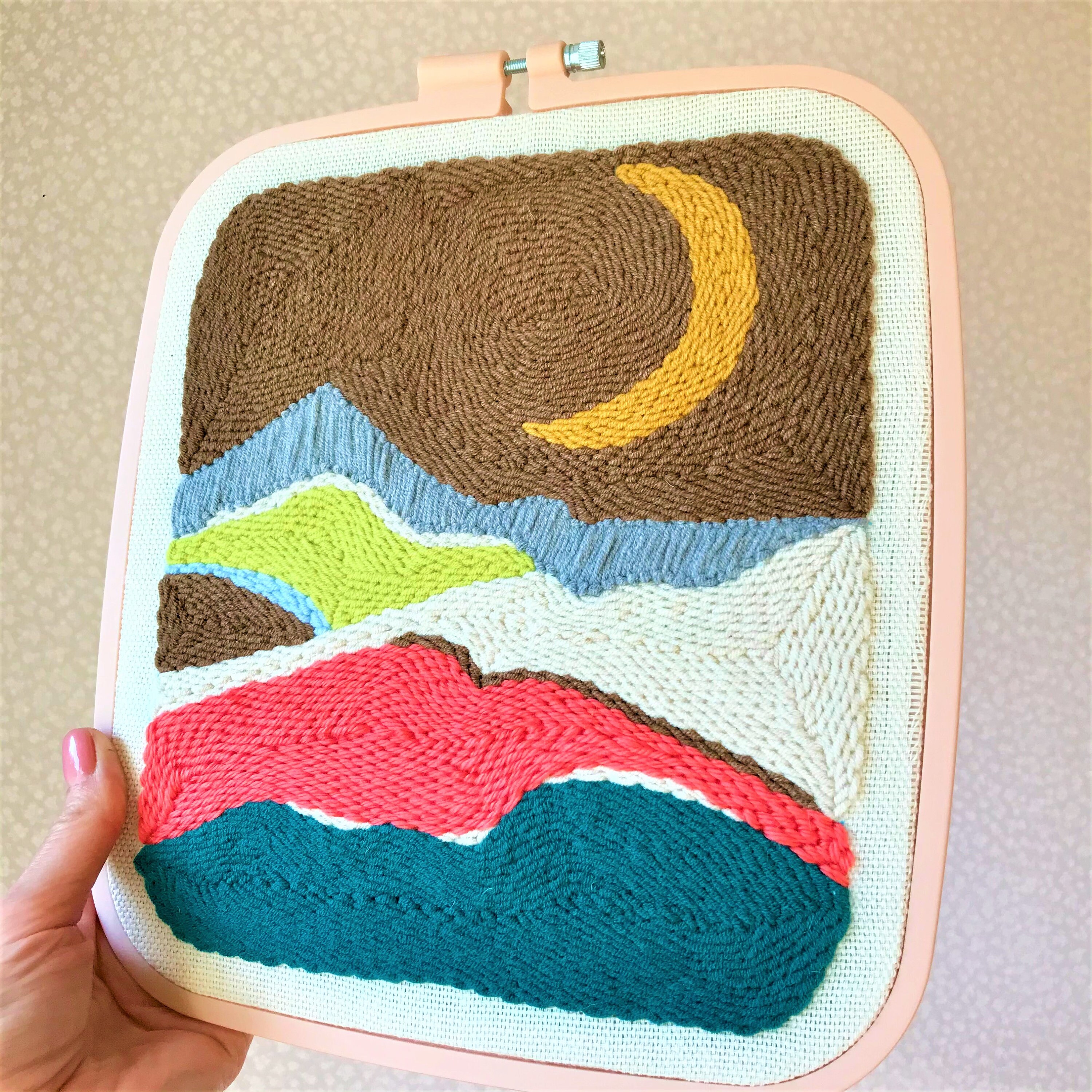 Abstract Mountains Art Punch Needle Wall Hanging Embroidery Wall Art ...