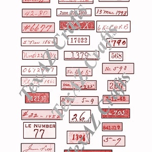 Number Labels Set 1: Collage, ephemera, Junk Journal